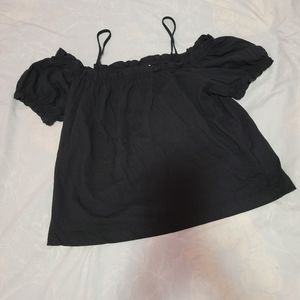 H&M black off-the-shoulder top with spaghetti straps